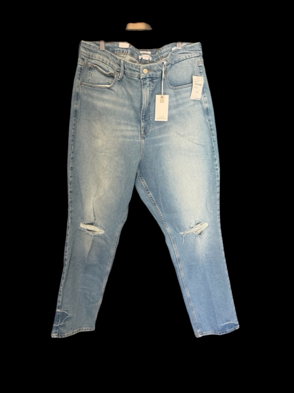 Good American Light Blue Distressed Good Icon straight leg